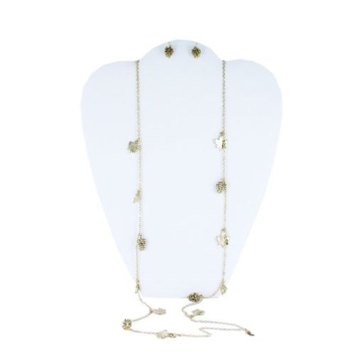 Long Gold-plated Maple Leaf and Pine Cone SET